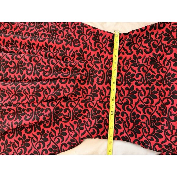 Danny & Nicole Fit & Flare Dress Women’s 12 Red Black Jacquard Knit Half Sleeve - Picture 4 of 9
